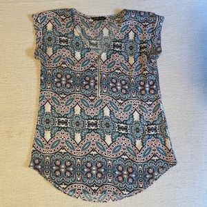 Express Print Zip Up Blouse